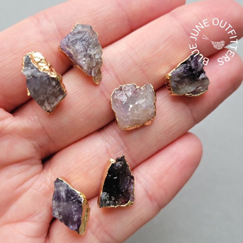 Raw Amethyst Statement Stud Earrings | February Birthstone
